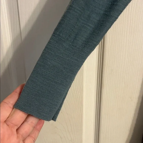 ANN TAYLOR LOFT X-Small Teal Open Cardigan Sweater Duster Cotton Layering Office - Picture 5 of 6